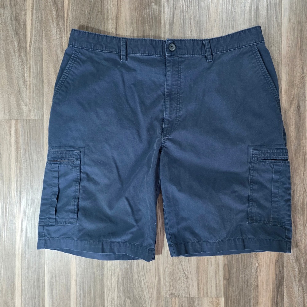 Mens Navy Blue Twill Cargo Shorts Size 38 Cotton Blend Casual Outdoor Pocketed‎